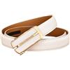WRJAHCG Cintura Donna Pelle Moda Cricchetto, Cinture Donna Casuale Regolabile, Cintura Sottile in Vera Pelle con Fibbia Automatica Decorativa in Lega,Bianca,105CM/41.3''