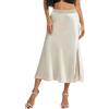 DGSHIRLDJO Gonna in Raso da Donna, Elegante Gonna Midi a Trapezio, Gonna Lunga in Seta a Vita Alta per Matrimoni, Feste, Affari