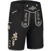 Steigenhöfer Manufaktur Moritz - Pantaloncini da uomo Trachten Pantaloni della tuta, look Lederhosen - Abiti da uomo per Oktoberfest, nero, S
