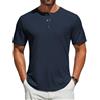 COOFANDY Maglietta Henley da Uomo T-Shirt da Uomo Camicia Estiva a Coste a Maniche Corte con Tasca e abbottonatura T-Shirt Basic Blu-Viola Taglia S