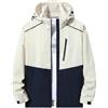 Gefomuofe Giacca softshell da uomo, impermeabile, traspirante, sottile, leggera, antivento, giacca funzionale con cappuccio, bianco, 5XL