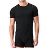 Liabel Maglietta Intima Uomo Felpata 3-6 Pezzi Girocollo Maglia Uomo in Caldo Cotone Pettinato, Maglia Intima Uomo Invernale 3868G (3 Pezzi Nero, S)