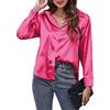 Panegy Camicia da Donna in Raso a Maniche Lunghe Camicette Botton Down Top da Lavoro Camicette in Stile Seta per Signore Top da Ufficio, rosa, M