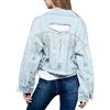 Goolecrimp Donna Moda Frangia Strass Giacca Denim Elegante Sciolto Tendenza Casual Giacca Sexy Risvolto Foro Breve Giacca Denim