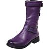 FGUUTYM Stivaletti da donna in pelle - Eleganti stivali da donna in pelle PU - Stivali western con fibbie - Stivali invernali da equitazione larghi H alti stivali invernali da donna taglia 35 - 43