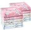 HOULIFE Fazzoletto tessuto - fazzoletti in tessuto da donna, grandi fazzoletti in puro cotone pettinato, motivo floreale, morbido, per matrimonio, uso quotidiano, set di 6/12 pezzi, 45 x 45 cm, fiore