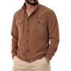 amropi Uomo Giacca Camicia in Velluto a Coste Coulisse Casual Bottoni Camicie con Tasche Marrone, XXL