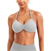 ZAAYO Reggiseno senza spalline da donna senza ferretto senza cuciture con scollatura profonda a V push-up con imbottitura per palestra yoga con top regolabile con cinghia per le spalle, Piuma, M
