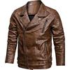 Kobilee Giacca Pelle Uomo Biker Aviatore 4 Stagioni Giubbotto Invernale Giacca Pelle Leggera Bomber Motociclista Giubbotto Moto Marrone Vintage Giacca Moto Taglie Forti Elegante Giacca Invernale Giubbino
