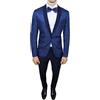 Mat Sartoriale Abito Completo Uomo Sartoriale Blu Tessuto Raso Floreale Slim Fit Vestito Smoking Elegante (46)