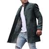 Generico Cappotto Invernale da Uomo Caldo Trench Doppiopetto in Tweed a Spina di Pesce Cappotto in Misto Lana con Colletto a Tacca,Design Elegante