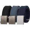 JasGood Cintura in tela da uomo in tessuto regolabile, cintura militare con fibbia in metallo, larghezza 3,8 cm, E-nero+grigio+blu, 135cm(Für Taillengröße 103-115cm)