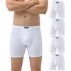 wirarpa Confezione da 4 Boxer da Uomo in Micromodal Lunghi Elasticizzato Mutande Uomo Intimo Maschile con Mosca Aperta Bianco Taglia S