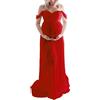 vewoza Abito premaman per fotografia Chiffon Off-Spalla Elegante Abito Anteriore Spacco Lungo Abiti Gravidanza per Photoshoot