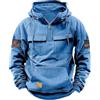 Generic Felpa con cappuccio da uomo con zip a un quarto tattica, militare cargo combattimento bandiera Usa grafica stelle felpa con cappuccio alla moda comoda all'aperto manica lunga, Azzurro, XL