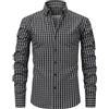 EQWIGKEIT Camicia da uomo casual, da lavoro, a quadri, per festival, a quadretti, a maniche lunghe, Oktoberfest, colletto Kent, bottone, vestibilità normale, per il tempo libero, Nero , M