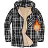 heekpek Felpe con Cappuccio Uomo Invernale Caldo Felpa con Cerniera Uomo Hoodie Casual Giacca a Quadri in Pile Invernale Multitasche, Nero, M
