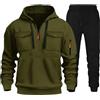 CEWIFO Tuta da Neve Uomo Moto Divisibile Sci Completa Felpa con Zip Y2k Senza Cappuccio Jacket Militare Tattico Pantaloni Baggy Ragazzo Bodybuilding