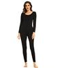 Mcilia - Completo Intimo Termico da Donna, Modale Ultra Sottile, con Scollo Rotondo, Camicia a Maniche Lunghe & Leggings, Nero Small (EU 34 36 38)