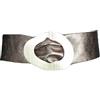 FrasiBags Cintura Donna Larga in Pelle Metallizzata con Fiabbia Anello Tonda Ovale, Cintura Donna Pelle Metallizzata, Cintura Alta Donna, Cinta Donna Pelle Made in Italy