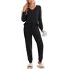 Ekouaer Pigiama Donna Lungo Pigiama da Donna Invernale Due Pezzi Pigiama a Maniche Lunghe e Pantaloni con Tasca,XS-3XL