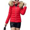 Generic Giacche invernali trapuntate aderenti da donna, cappotti invernali caldi e alla moda, piumino foderato in pile con cappuccio in pelliccia