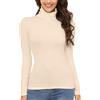CARCOS Donna Camicia Dolcevita, Maglietta Slim Fit a Manica Lunga con Collo Alto Polo Autunno Inverno