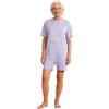 RUNQHUI Pigiama da donna da uomo a maniche corte per anziani, paziente, tuta pigiama, lavanda, M