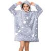 RAIS Coperta con cappuccio oversize per bambini, unisex, si illumina al buio, foderata in pile Sherpa, morbida coperta con cappuccio UK, Stella grigia, 6-9 Anni
