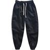 generic Pantaloni da uomo in cotone e lino, pantaloni da spiaggia, pantaloni da salotto harem pantaloni da lavoro alla caviglia con tasche coulisse elastico in vita pantaloni da yoga con polsini, Nero , XL