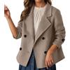 Duohropke Giacche caban da donna doppiopetto corto blazer di lana autunno inverno risvolto cappotto cappotto di lana elegante cappotto invernale giacca di lana con bottoni leggero caldo giacca
