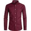 PARKLEES Camicia da uomo a maniche lunghe, Slim Fit, Oxford, con bottoni, per uno stile casual elegante, Bordeaux, XXL