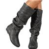 Kobilee Stivali Donna Caldo Elasticizzati Curvy Stivali Cowboy Vintage Pelle Morbidi Western Boots Anfibi Camoscio Sopra il Ginocchio con Tacco Stivali Alti Stivaletti Invernali Sexy Larghi