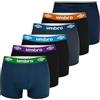 UMBRO Boxer da uomo in cotone, confezione da 6 (taglie M, L, XL, XXL) nero, rosso, grigio, verde | biancheria intima comoda, elastica e morbida con vestibilità perfetta e qualità premium, nero, blu