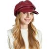 Ausing Berretto in Pelle da Donna Cappello Pelle Ecopelle Rosso Cappellino Francese Basco Newsboy Berretti Ottagonale Artista Pittore Cappelli Baker Boy Moda Casual Vintage Printemps Autunno Inverno
