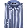 Coveri Camicia classica collo italiano in puro cotone fantasia a righe, Blu navy XL