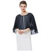BEAUTELICATE Coprispalle Stola Chiffon stola Elegante Donna Chiffon Scialle Smanicata Bolero Cape Cardigan per Cerimonia Festive Matrimonio Sposa Abito Estivo (Blu navy, Taglia unica)