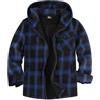 JACKETOWN Giacca Boscaiolo da Uomo Giacca Uomo Foderata Cappuccio a Quadri Flanella con Cerniera Sherpa Trekking Invernale Camicia in Flanella Outdoor