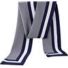 WANYING Uomo 6% Lana Sciarpa Autunno Inverno Caldo e Morbido Casual Business Gentiluomo 180 × 30 cm - a righe blu scuro & bianco