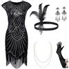 BABEYOND Vestiti Anni 20 Donna con Paillettes e Frange in Rilievo 1920s Abito Vestito Gatsby Donna Anni 20 Vestito Charleston