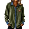 Generic Camicia da donna oversize, camicetta da donna, a maniche lunghe, colletto con bottoni, camicetta in corduroy, tinta unita, elegante, a maniche lunghe, casual, comoda, da donna con bottoni, verde, XXL