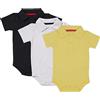 amropi 3 Pezzi Body Bambino a Manica Corta Pagliaccetto Neonato di Cotone Tutina Set Nero/Bianco/Giallo,6-9 Mesi