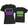 t-shirteria Coppia Tshirt Madre Figlio Nomi Personalizzabili Bambino Carica Batteria Low Battery Ragazzino Maschietto Madre Figlio Coordinato Uomo Idea Regalo Mom Son