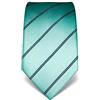 Vincenzo Boretti cravatta elegante classica da uomo, 8 cm x 15 cm, di pura seta di alta qualità, idrorepellente e antisporco, motivo a righe turchese/blu scuro