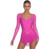inhzoy Donna Abito da Ballo Latino Americano Tango con Frange Nappe Vestito da Pattinaggio Artistico Maniche Lunghe Body Danza Classica Ginnastica Ritmica Dancewear