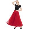 Generic Gonna lunga da donna in tulle, in stile retrò, con bolle, sottogonna in tulle, Colore: rosso, L