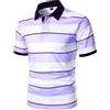 Generic Polo da uomo a maniche corte a righe, elegante a righe orizzontali con colletto con bottoni, polo alla moda da uomo, comoda e versatile per ogni stagione, Viola, 3XL