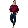 ALV by Alviero Martini Pigiama Lungo da Uomo, Tuta Homewear in Cotone e Poliestere, Girocollo con Bottoni, Tasche Laterali, Regular Fit (IT, Testo, M, Regular, Regular, ALI561 Bordeaux/Blu)