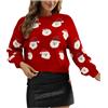 VPQILH Maglione Natalizio Donna Corto, Divertenti Babbo Natale Maglione Natalizi Donna Lana Lavorato a Maglia Girocollo Maglioni Natalizi Ugly Christmas Sweater a Manica Lunga Pullover Elegante Maglioncino