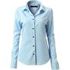 FLY HAWK Camicia Basic da Donna Manica Lunga - Camicetta Casual Blusa Chiusura Bottoni Slim Fit Formale Elegante in Fibra bambù - Camicia Shirt Ideale per Ufficio/Lavoro/Colloquio (Blu, EU44)